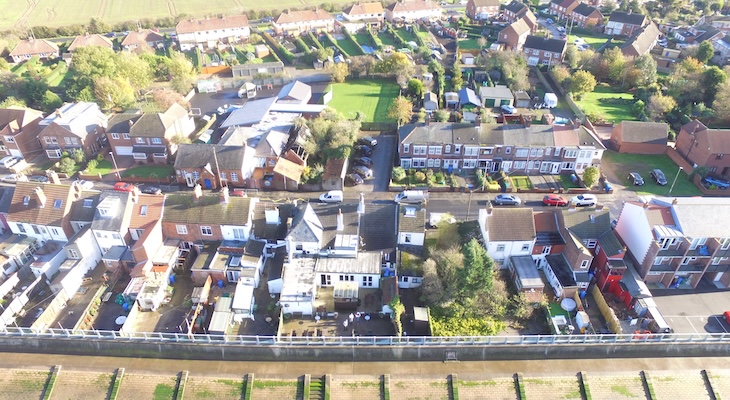 aerial view of Paull and the coastline